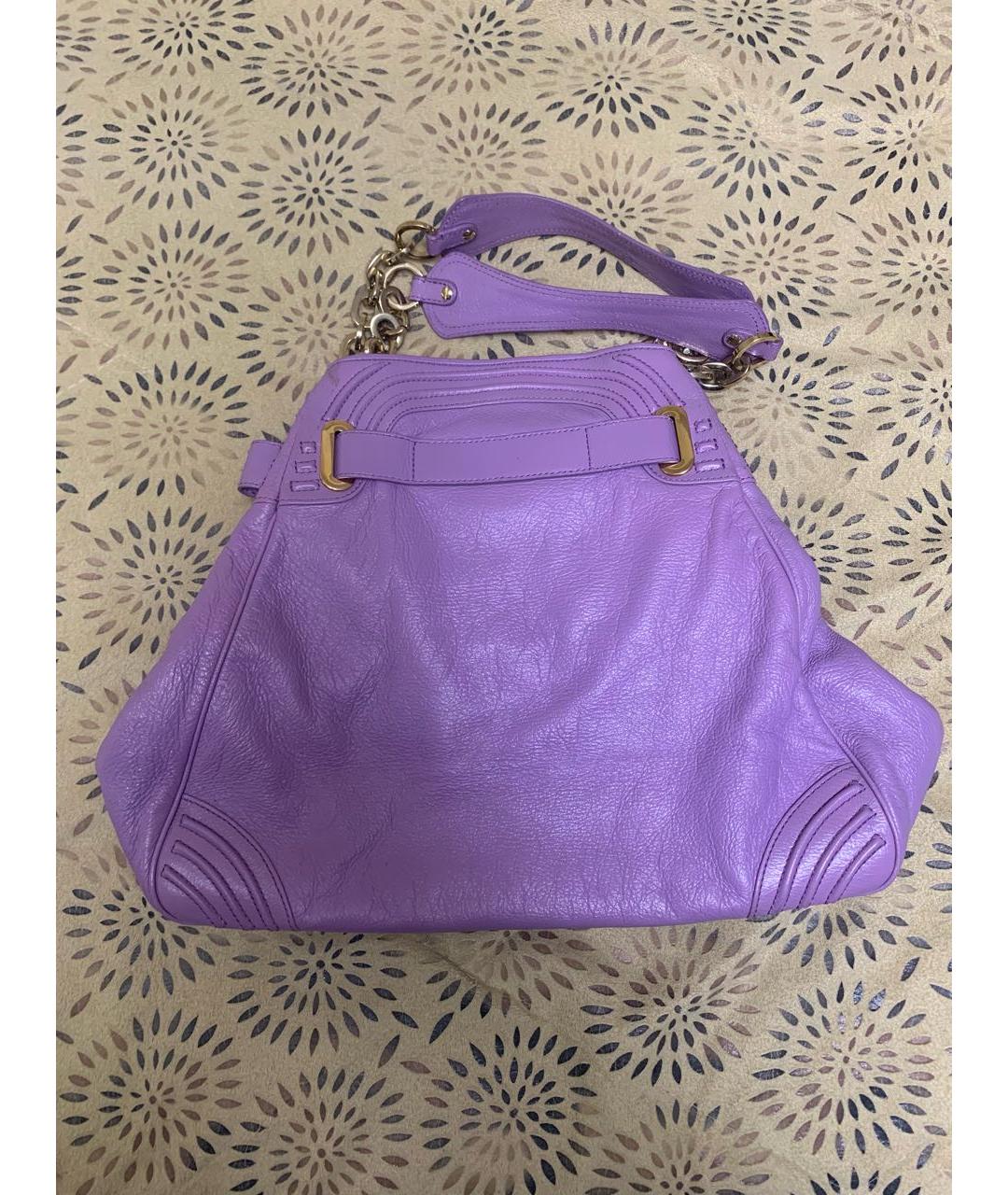 VERSACE Фиолетовая кожаная сумка через плечо, фото 2