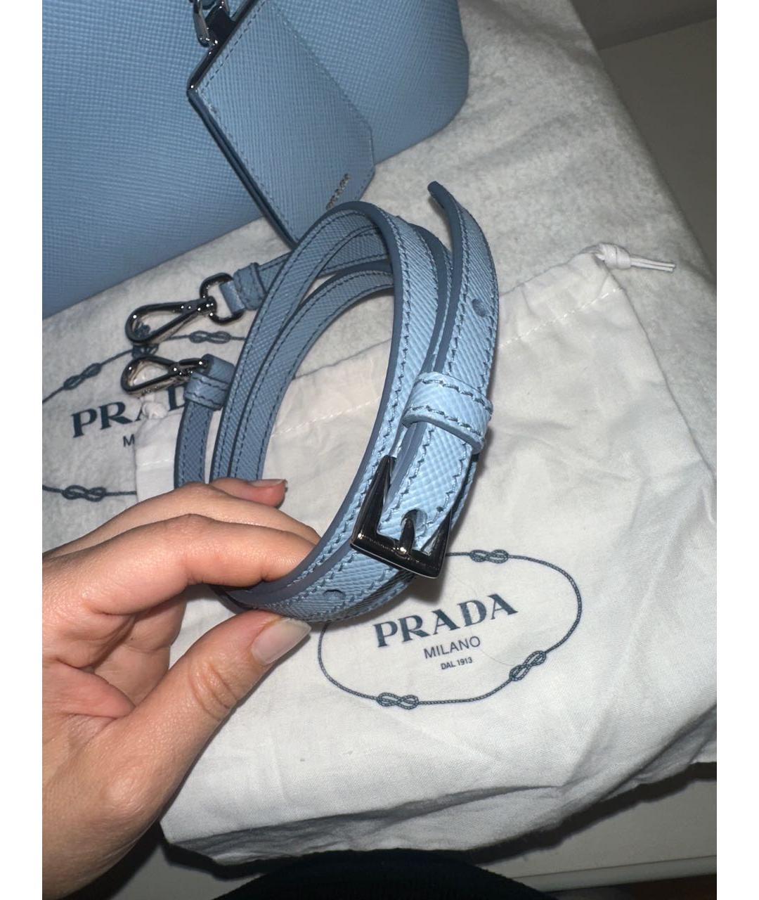 PRADA Голубая кожаная сумка тоут, фото 6