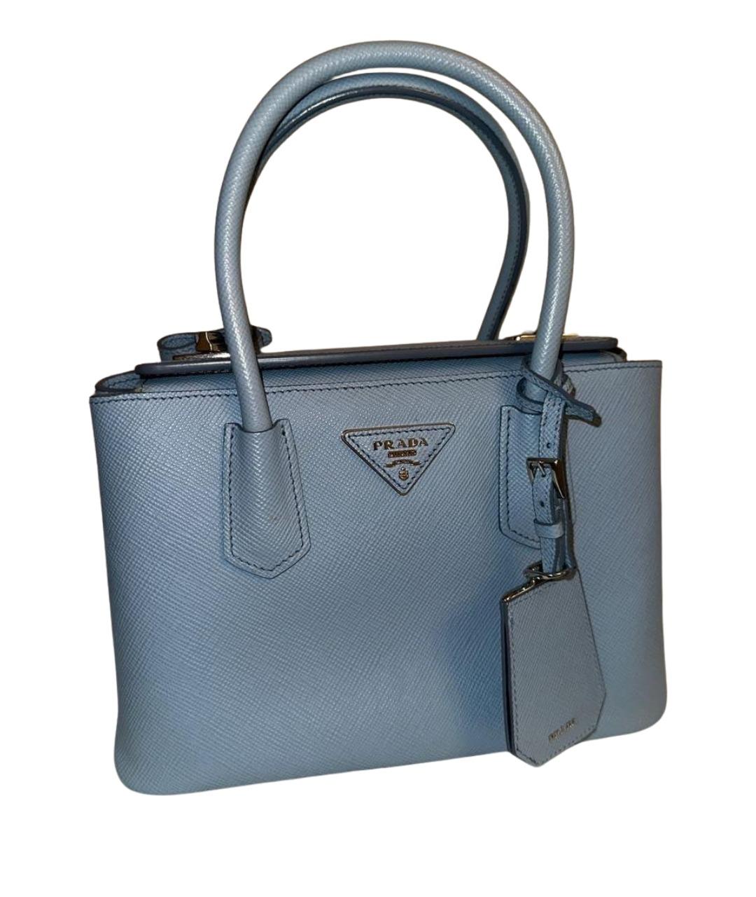 PRADA Голубая кожаная сумка тоут, фото 1