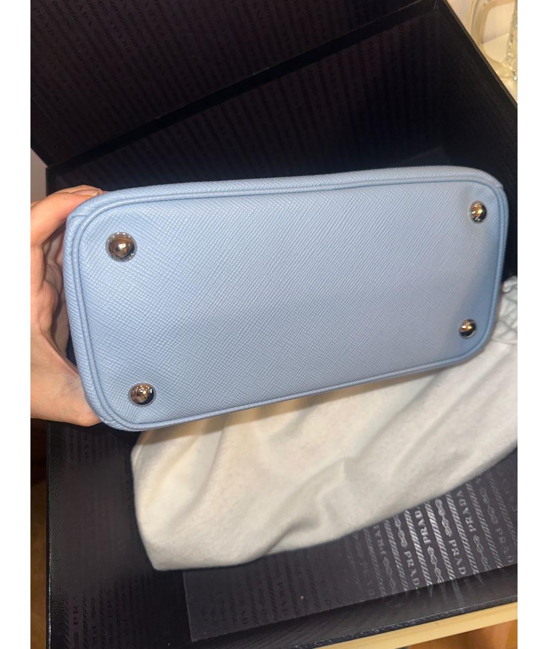 PRADA Голубая кожаная сумка тоут, фото 8