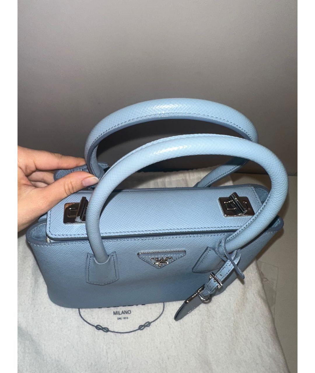 PRADA Голубая кожаная сумка тоут, фото 2