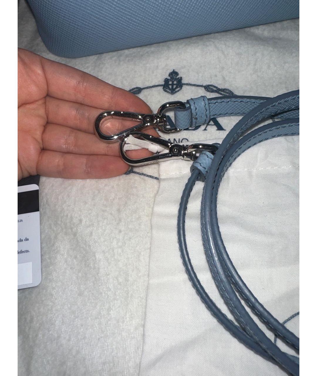 PRADA Голубая кожаная сумка тоут, фото 7