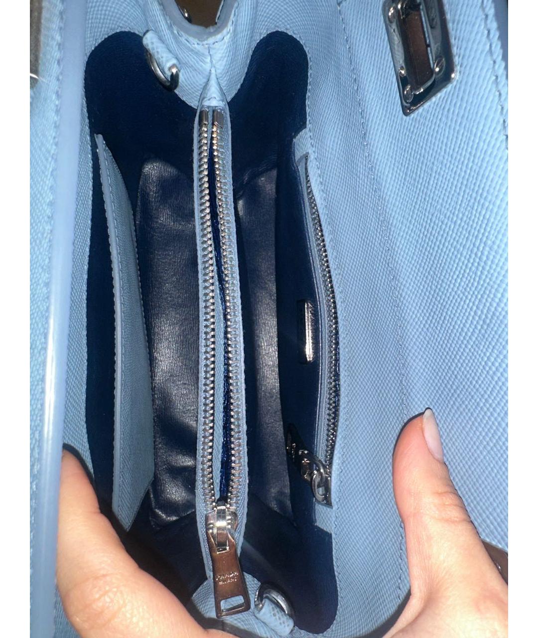 PRADA Голубая кожаная сумка тоут, фото 4