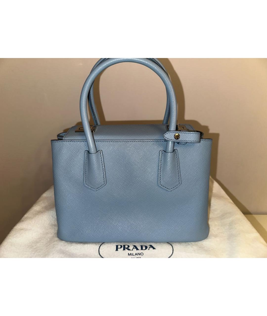 PRADA Голубая кожаная сумка тоут, фото 3