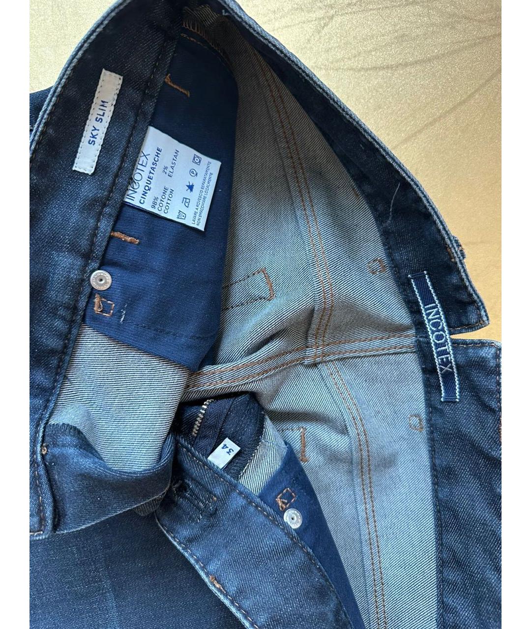 INCOTEX Синие хлопко-эластановые прямые джинсы, фото 4