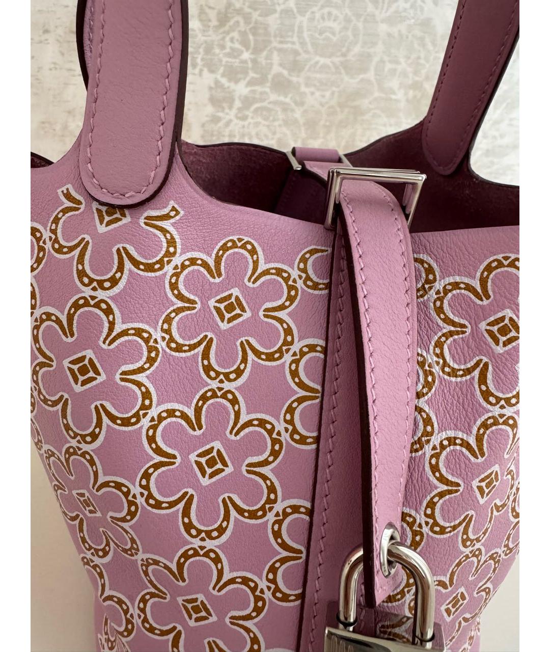 HERMES Розовая кожаная сумка тоут, фото 7