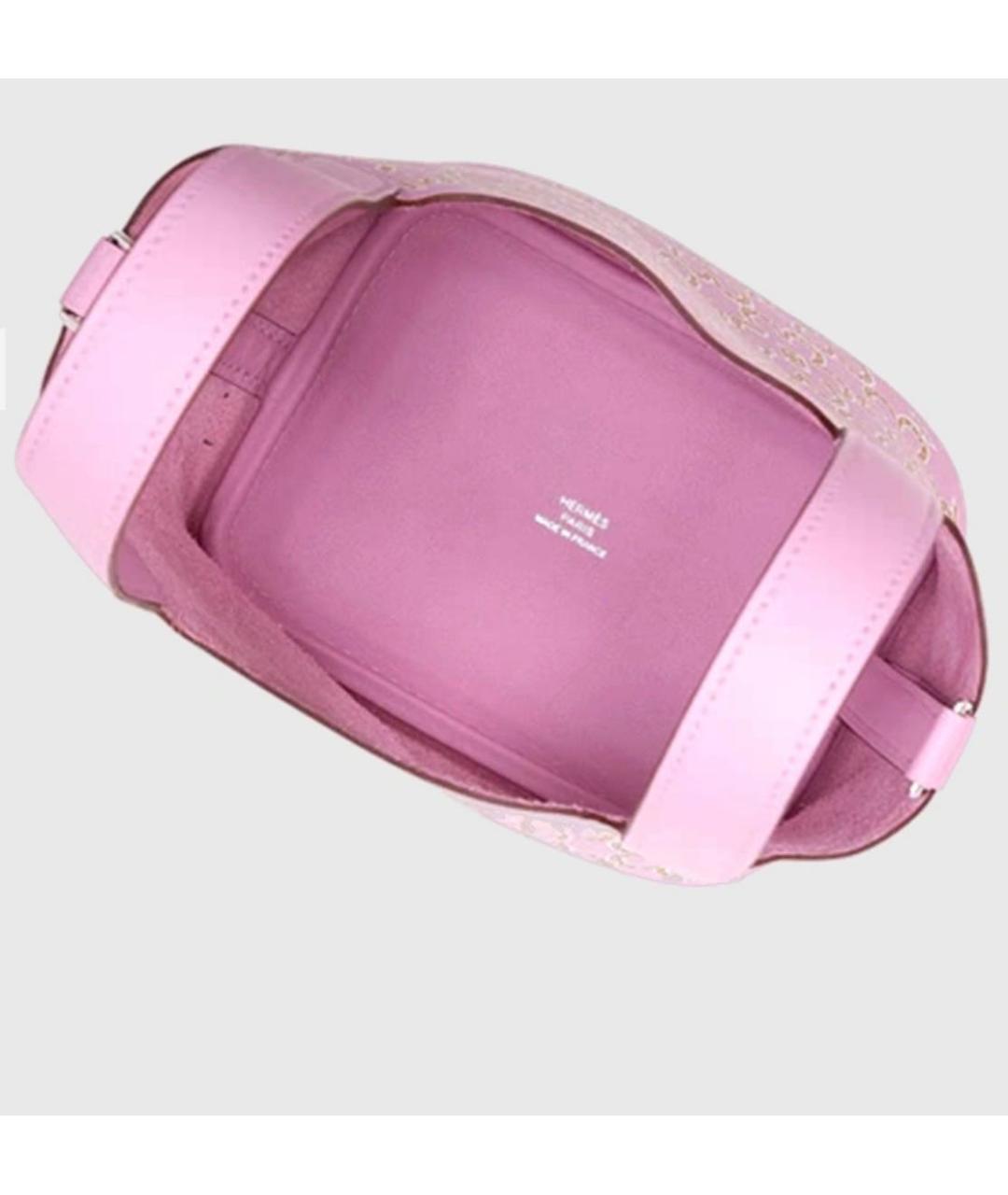 HERMES Розовая кожаная сумка тоут, фото 3