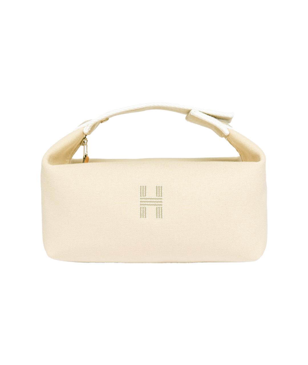HERMES Бежевая хлопковая косметичка, фото 1