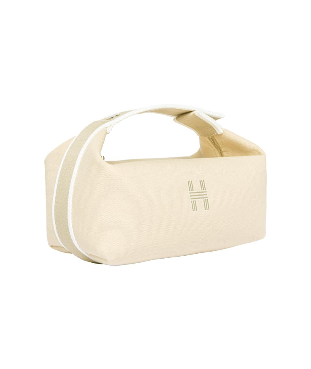 HERMES Бежевая хлопковая косметичка, фото 2