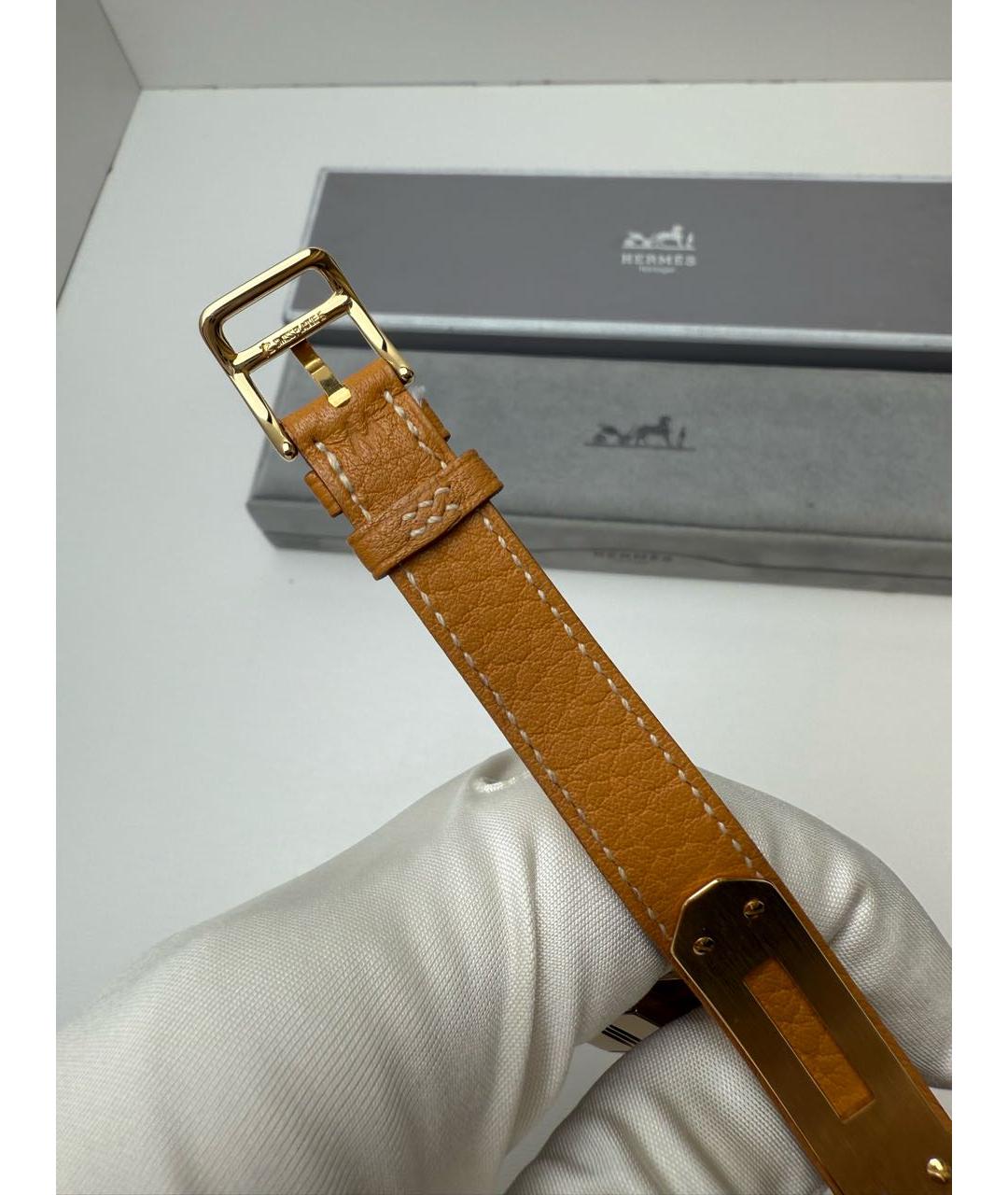 HERMES Горчичные металлические часы, фото 8