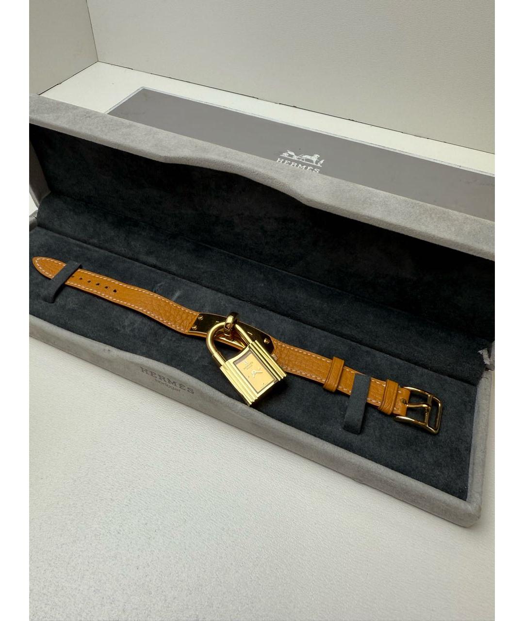 HERMES Горчичные металлические часы, фото 3