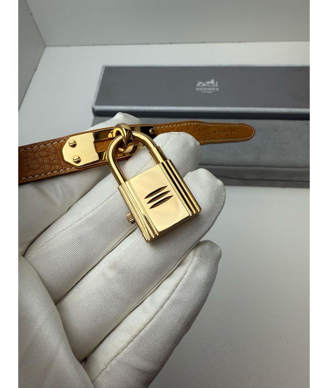 HERMES Горчичные металлические часы, фото 5