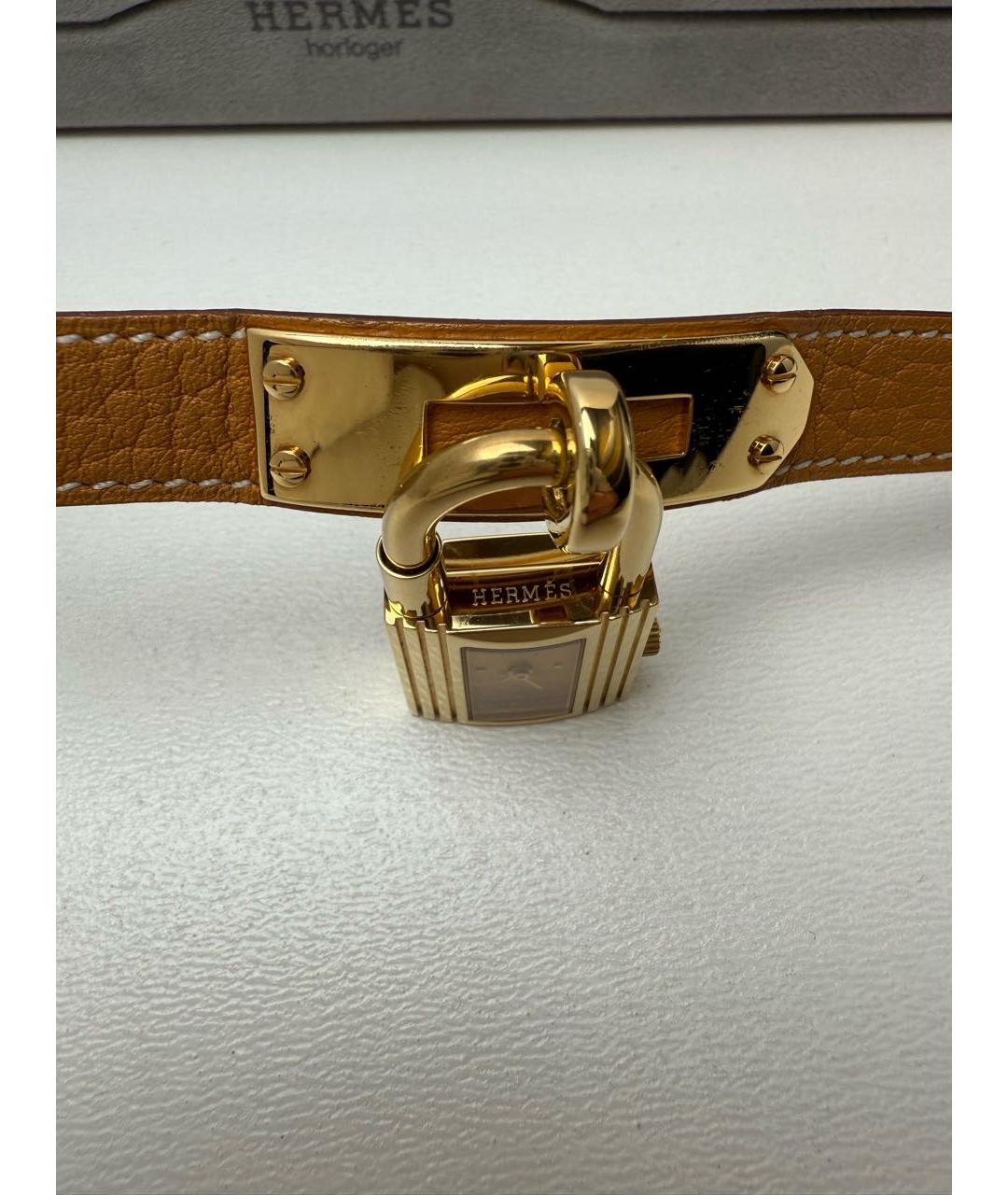 HERMES Горчичные металлические часы, фото 4