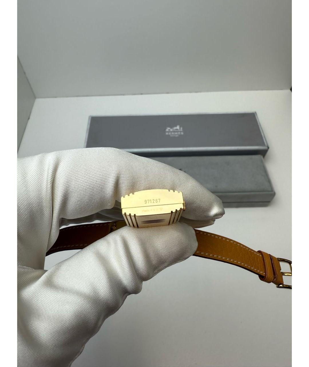 HERMES Горчичные металлические часы, фото 6