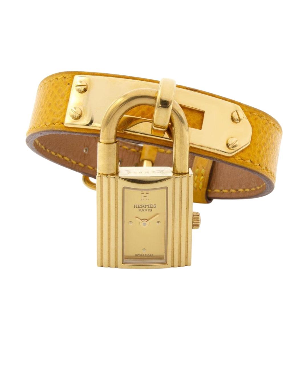 HERMES Горчичные металлические часы, фото 1