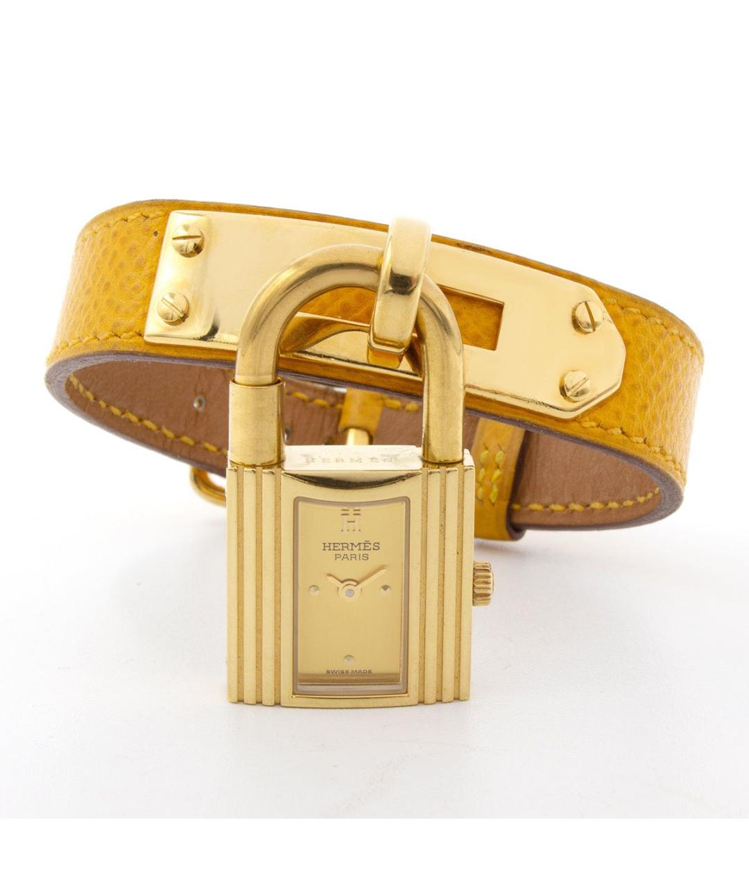 HERMES Горчичные металлические часы, фото 9