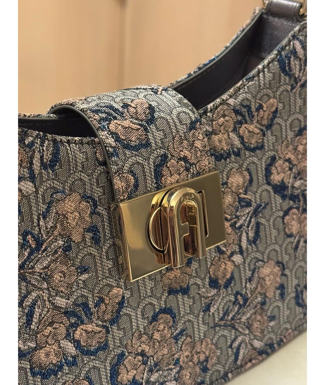 FURLA Голубая жаккардовая сумка через плечо, фото 3