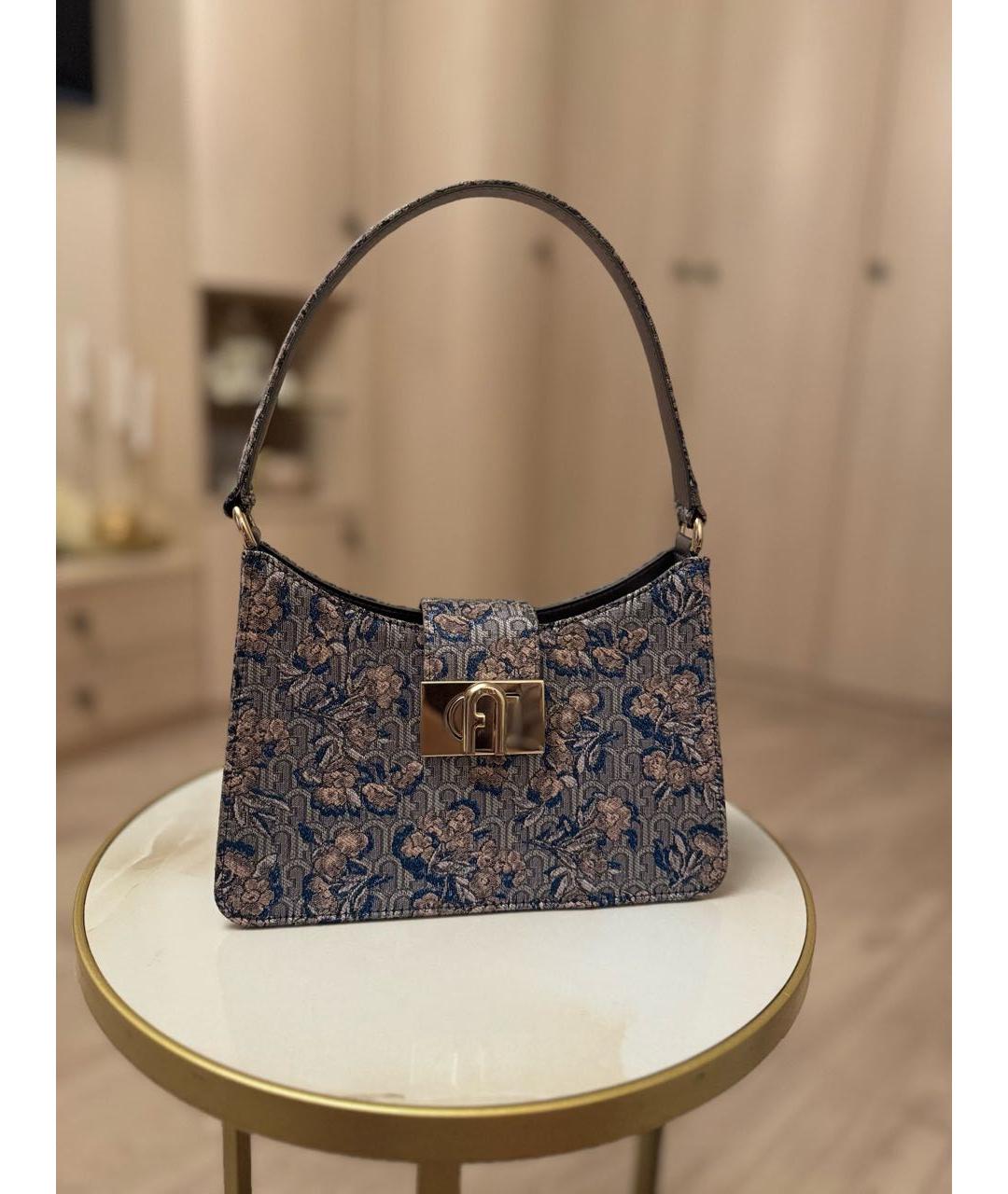 FURLA Голубая жаккардовая сумка через плечо, фото 2