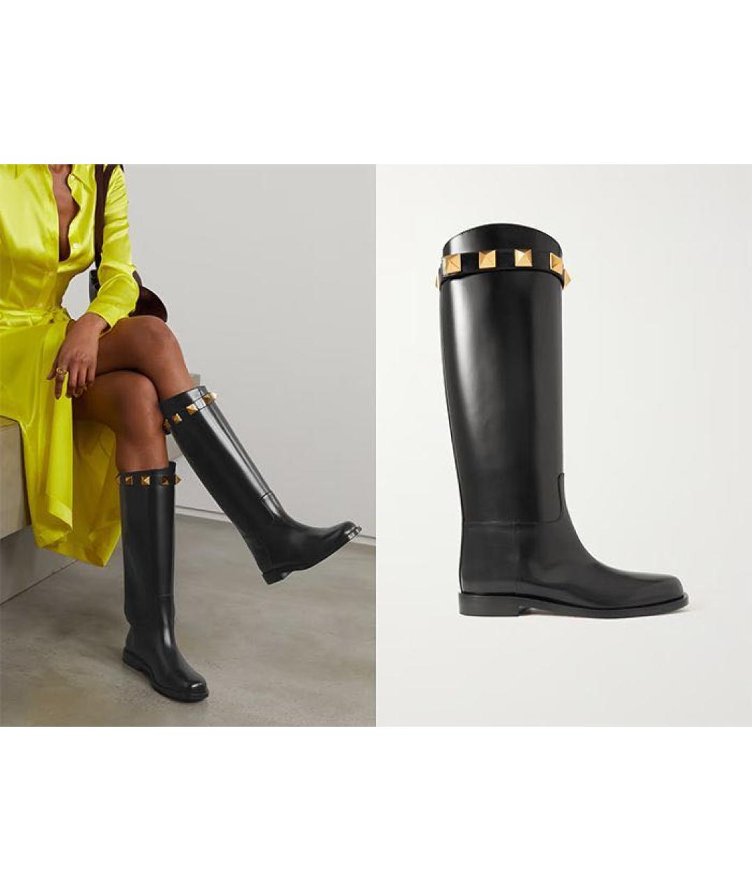 VALENTINO Черные кожаные сапоги, фото 6