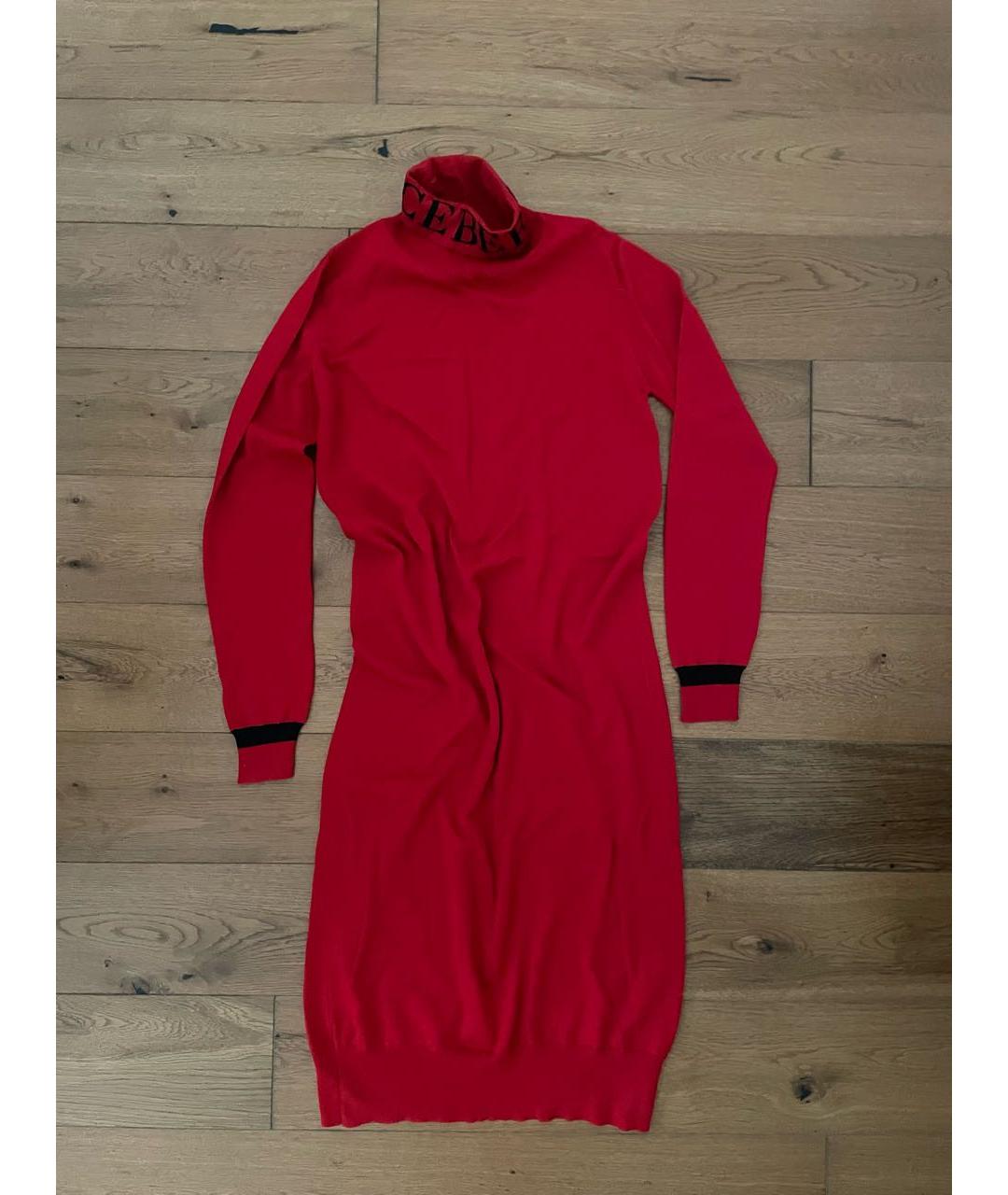 ICEBERG Красное хлопковое повседневное платье, фото 4