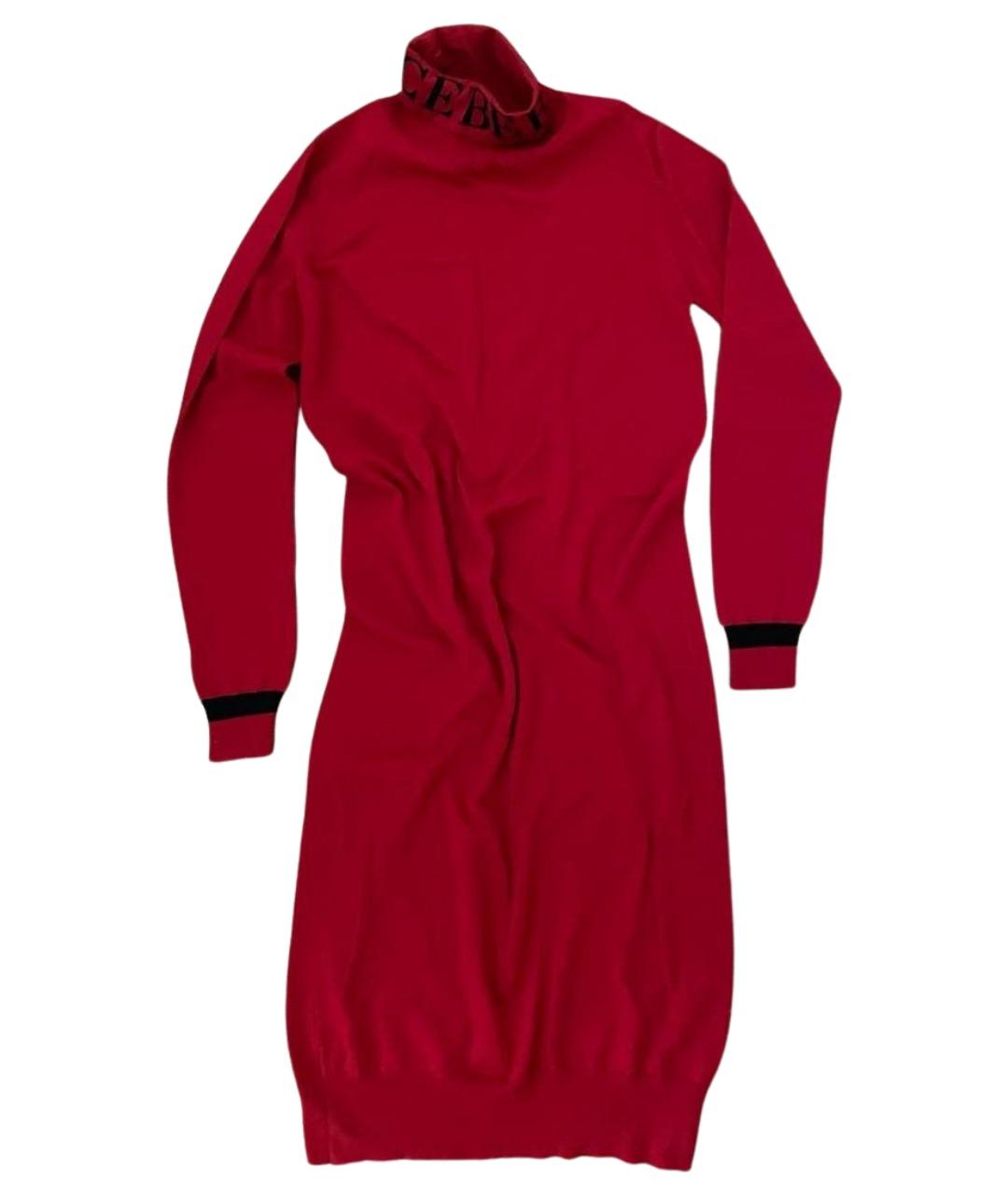 ICEBERG Красное хлопковое повседневное платье, фото 1