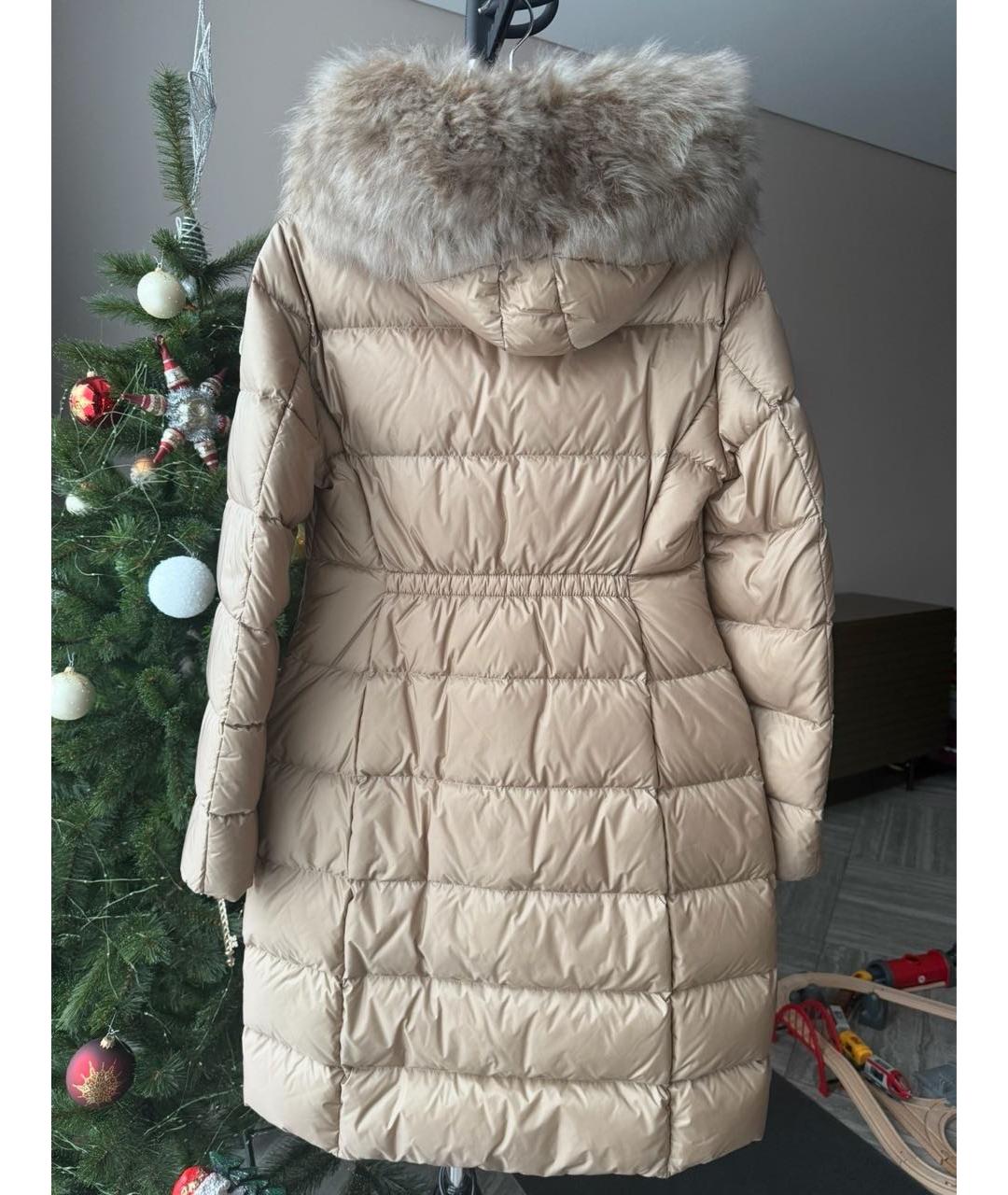 MONCLER Бежевый полиэстеровый пуховик, фото 2