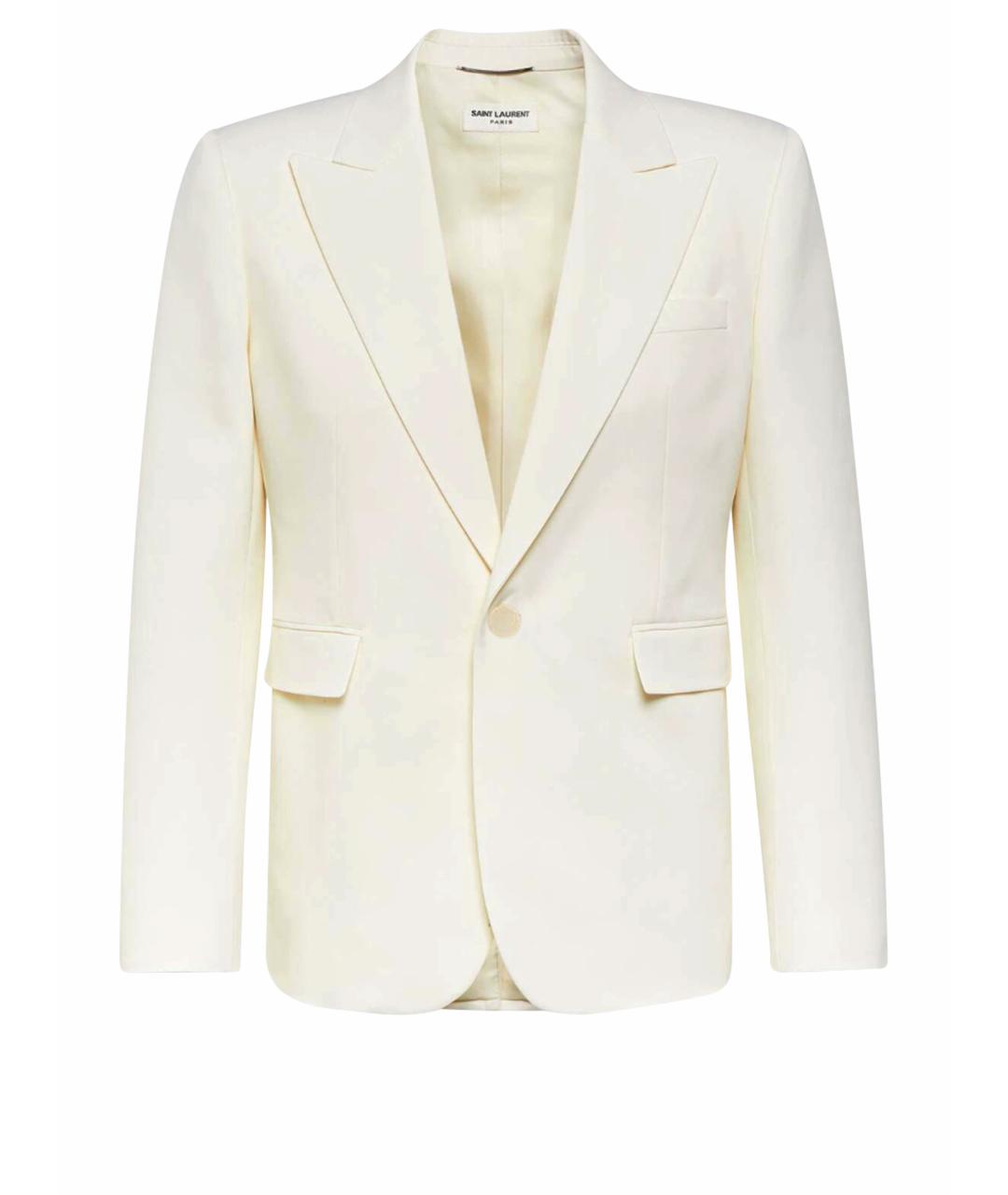 SAINT LAURENT Белый шерстяной жакет/пиджак, фото 1
