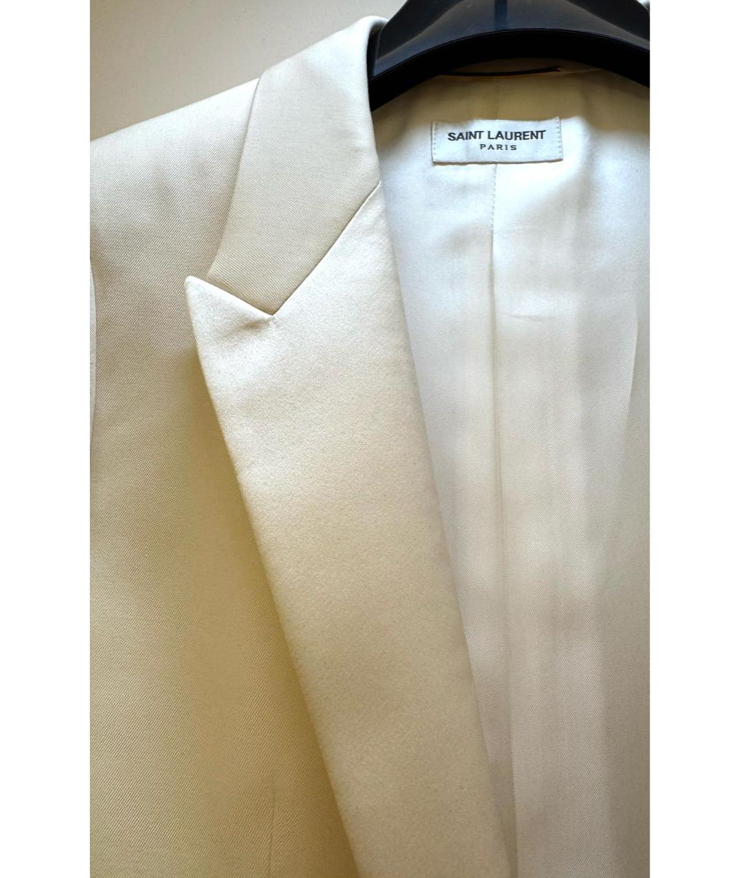 SAINT LAURENT Белый шерстяной жакет/пиджак, фото 5