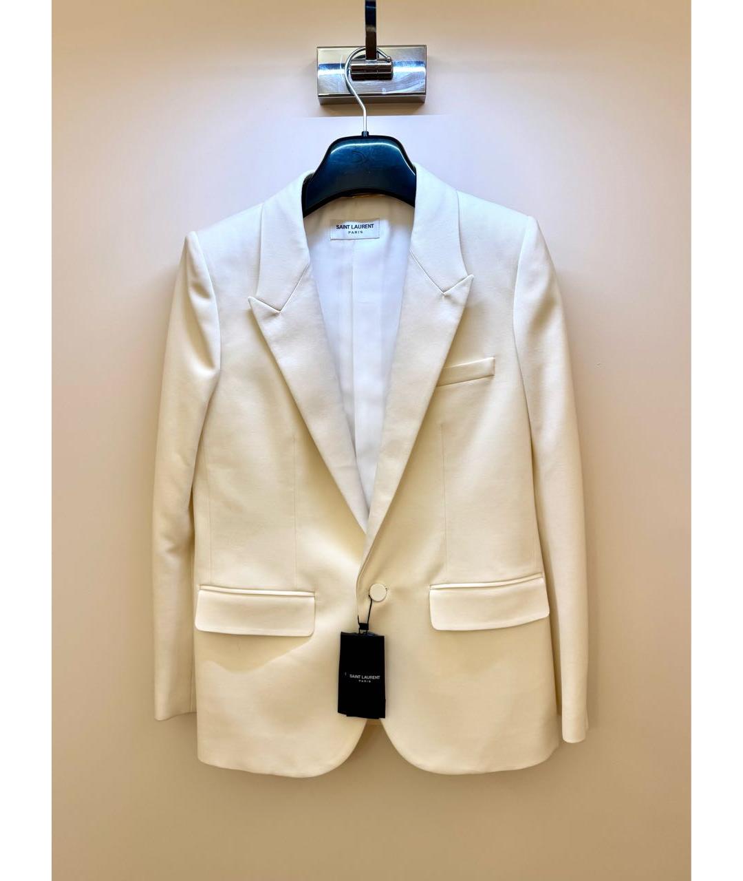 SAINT LAURENT Белый шерстяной жакет/пиджак, фото 9