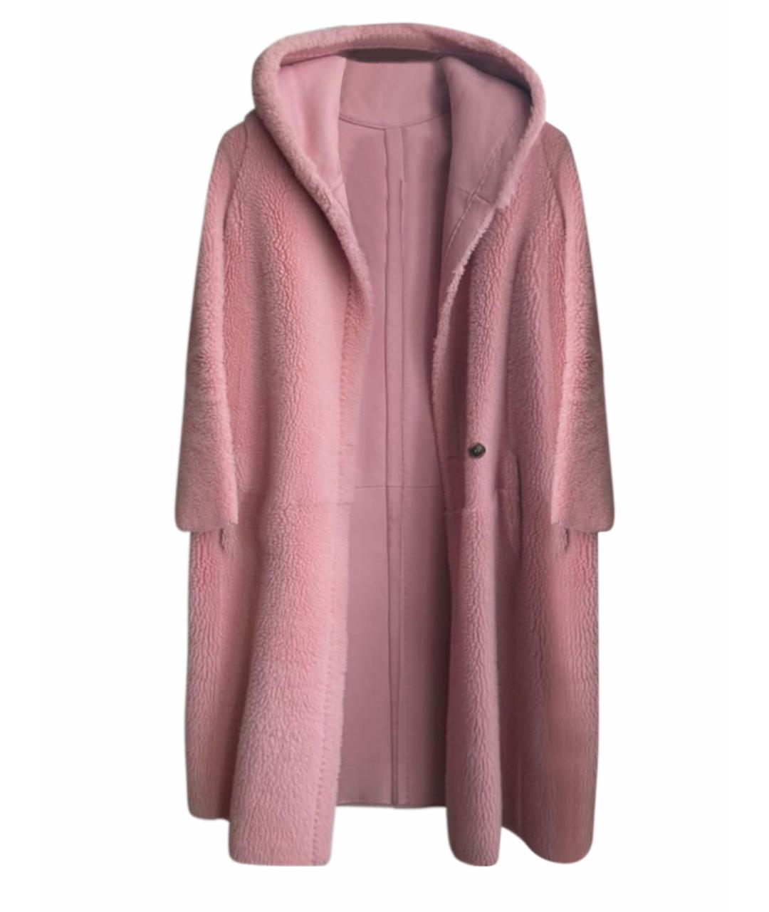 MAX MARA Розовое меховое пальто, фото 1