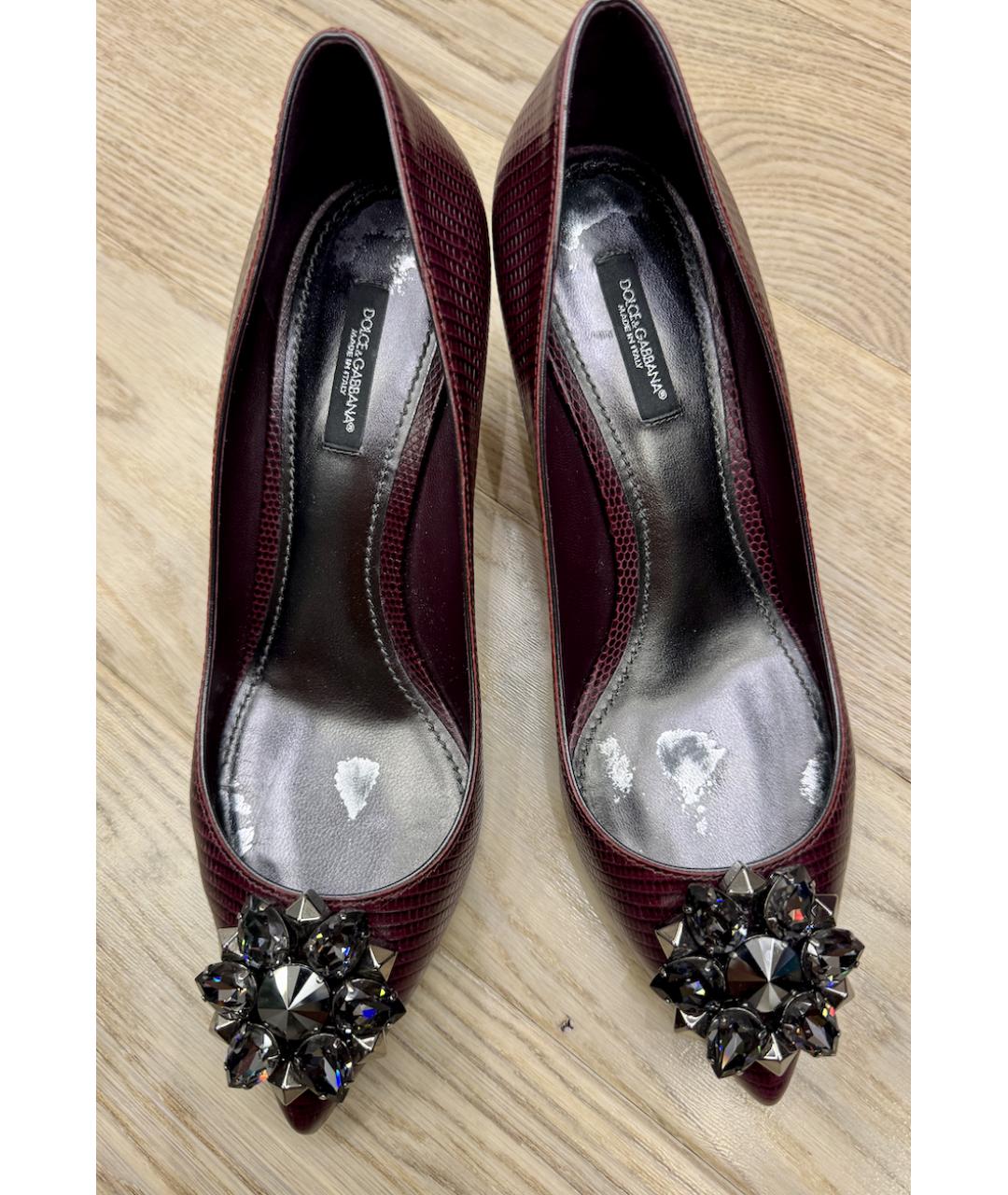 DOLCE&GABBANA Бордовые кожаные туфли, фото 8