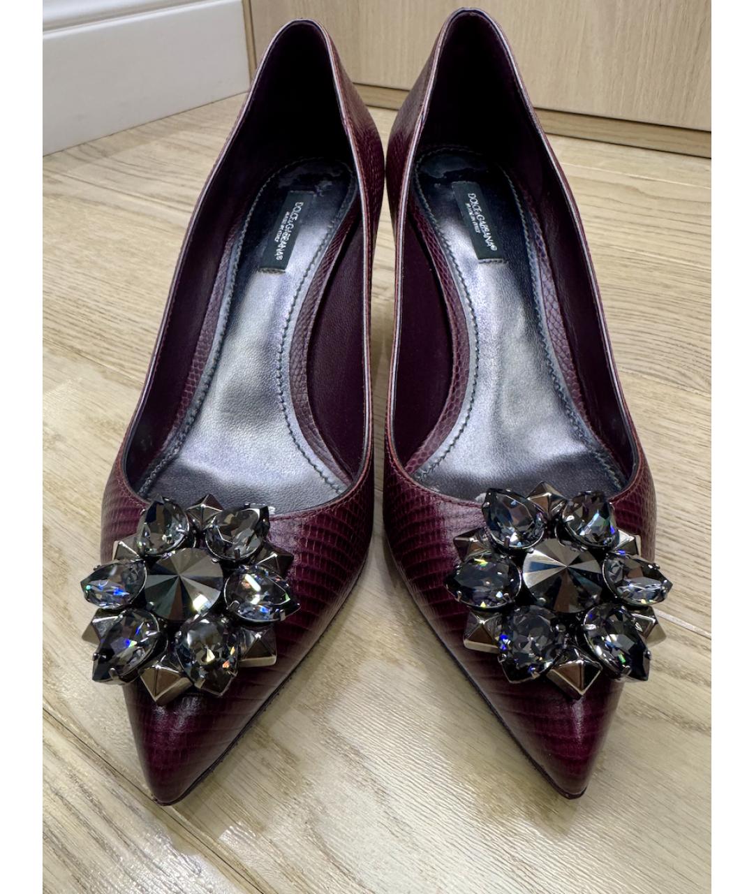 DOLCE&GABBANA Бордовые кожаные туфли, фото 2