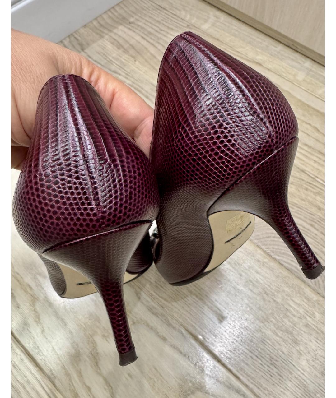 DOLCE&GABBANA Бордовые кожаные туфли, фото 4