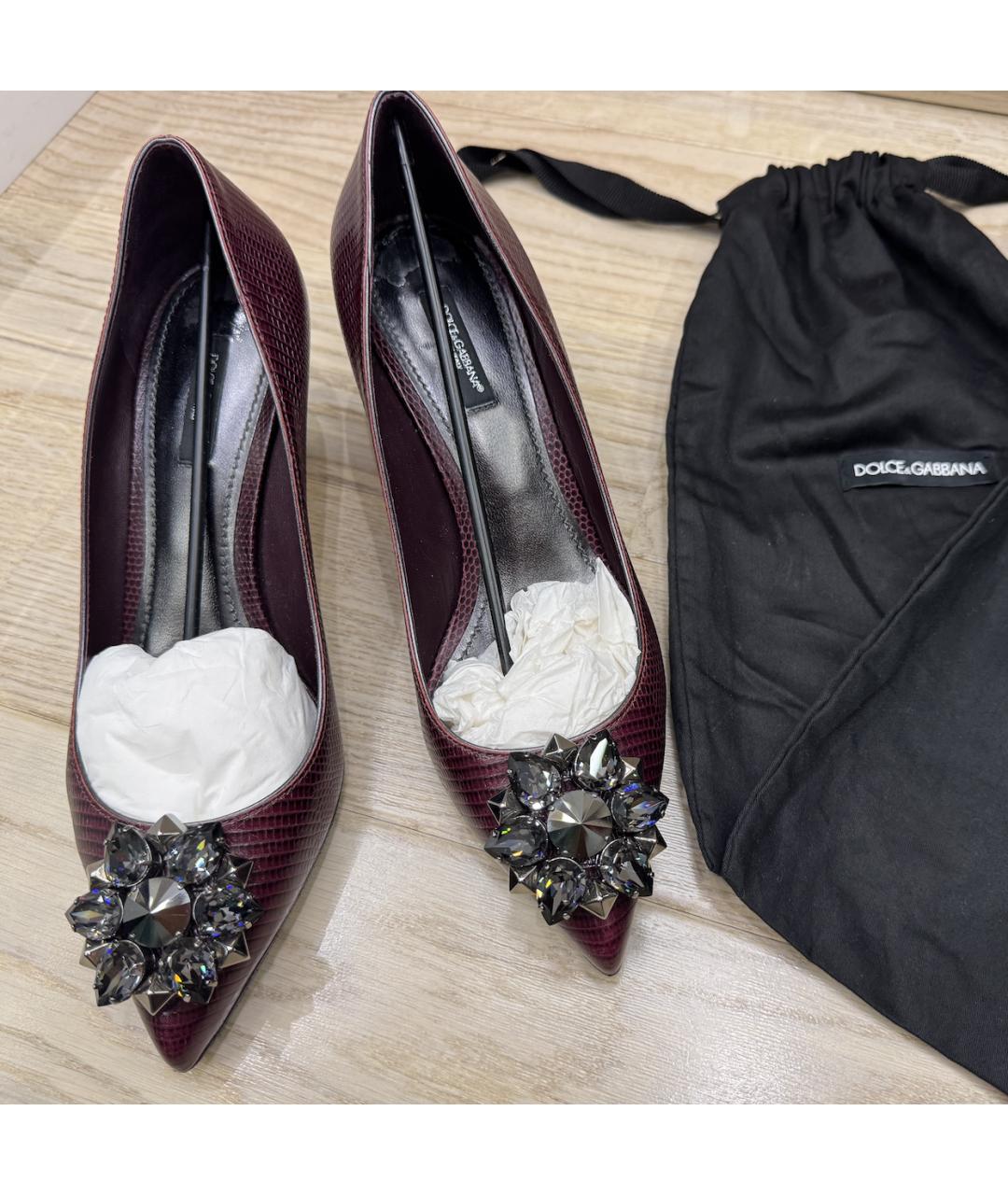 DOLCE&GABBANA Бордовые кожаные туфли, фото 3