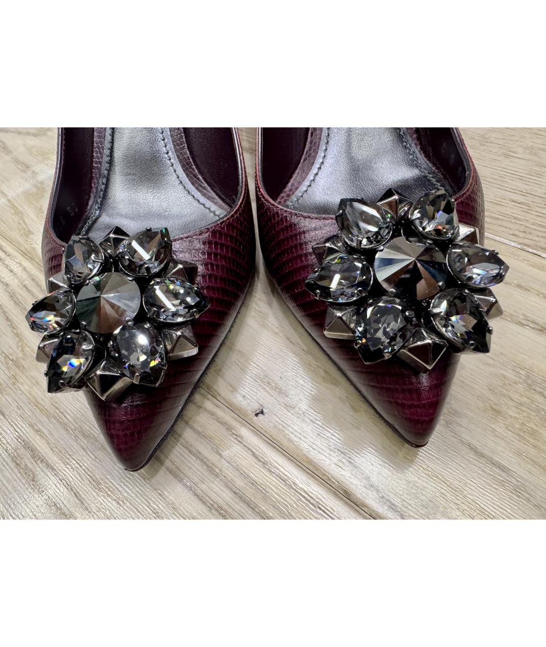 DOLCE&GABBANA Бордовые кожаные туфли, фото 6