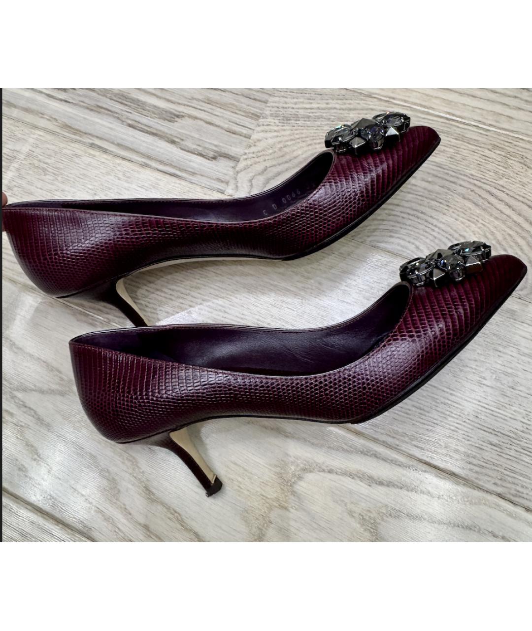 DOLCE&GABBANA Бордовые кожаные туфли, фото 9