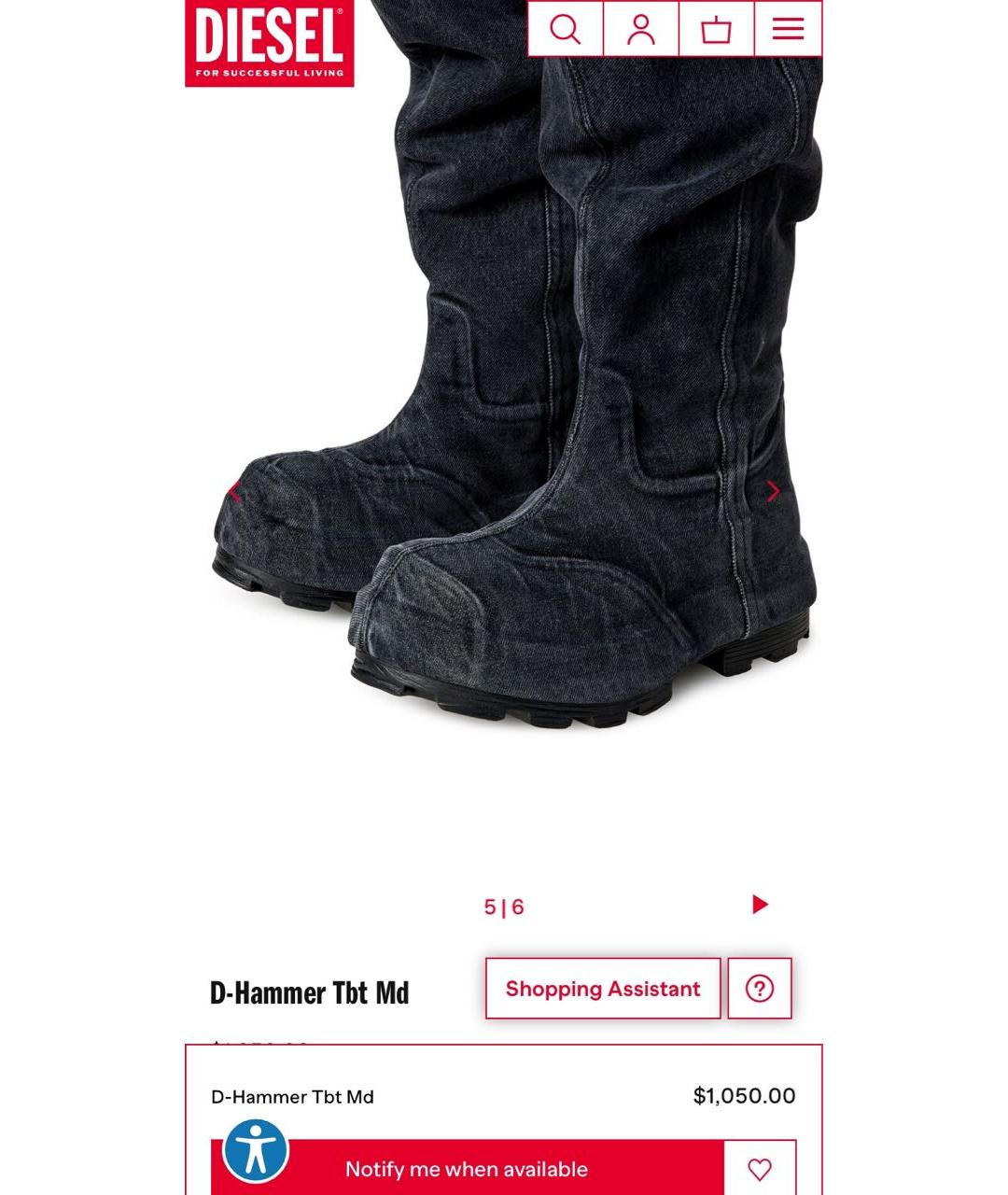 DIESEL Антрацитовые ботфорты, фото 2