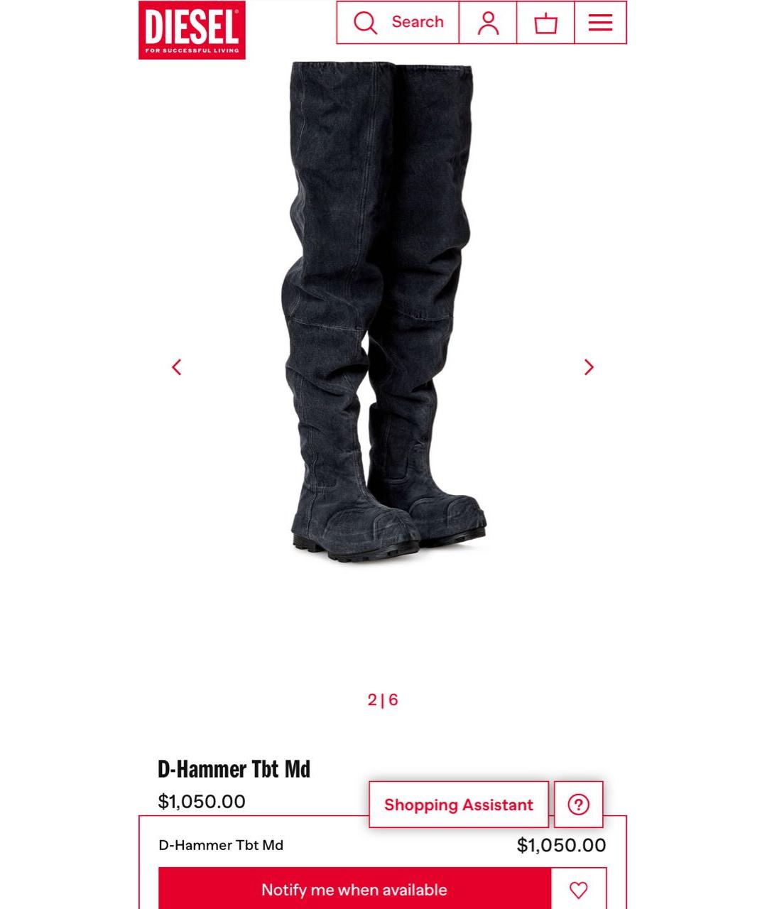 DIESEL Антрацитовые ботфорты, фото 3