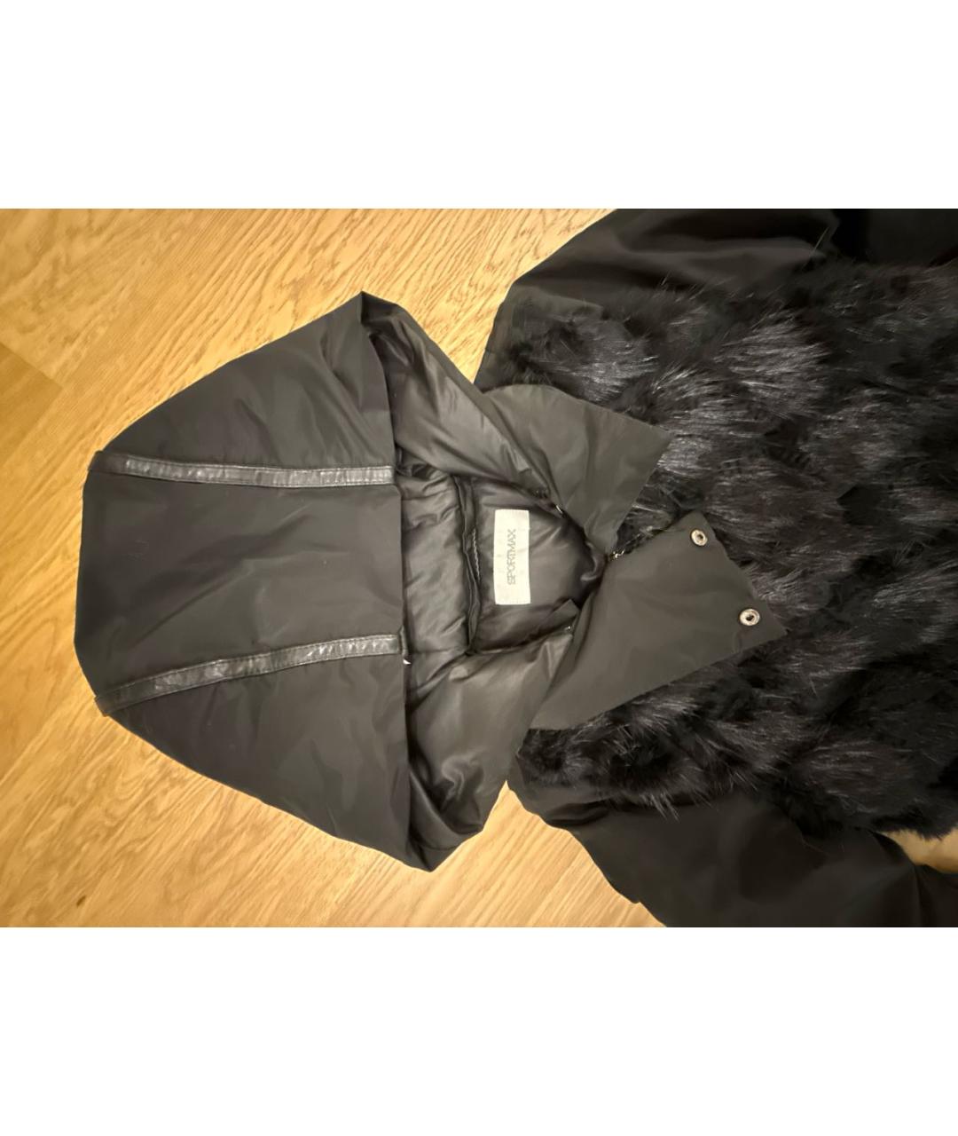 SPORTMAX Черный полиэстеровый пуховик, фото 3