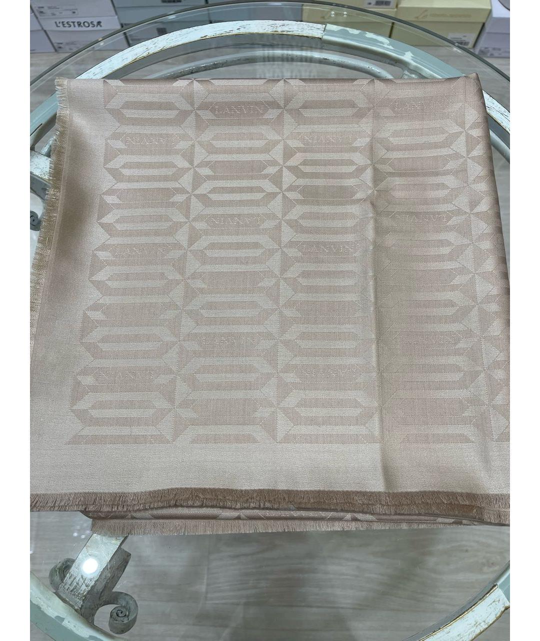 LANVIN Бежевый шелковый платок, фото 5