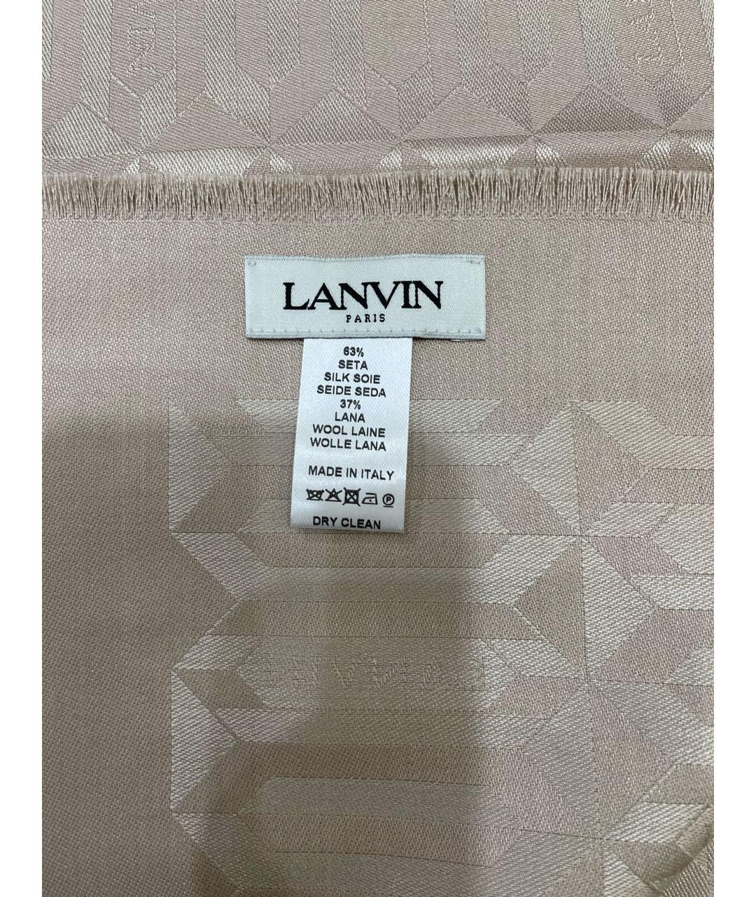 LANVIN Бежевый шелковый платок, фото 3