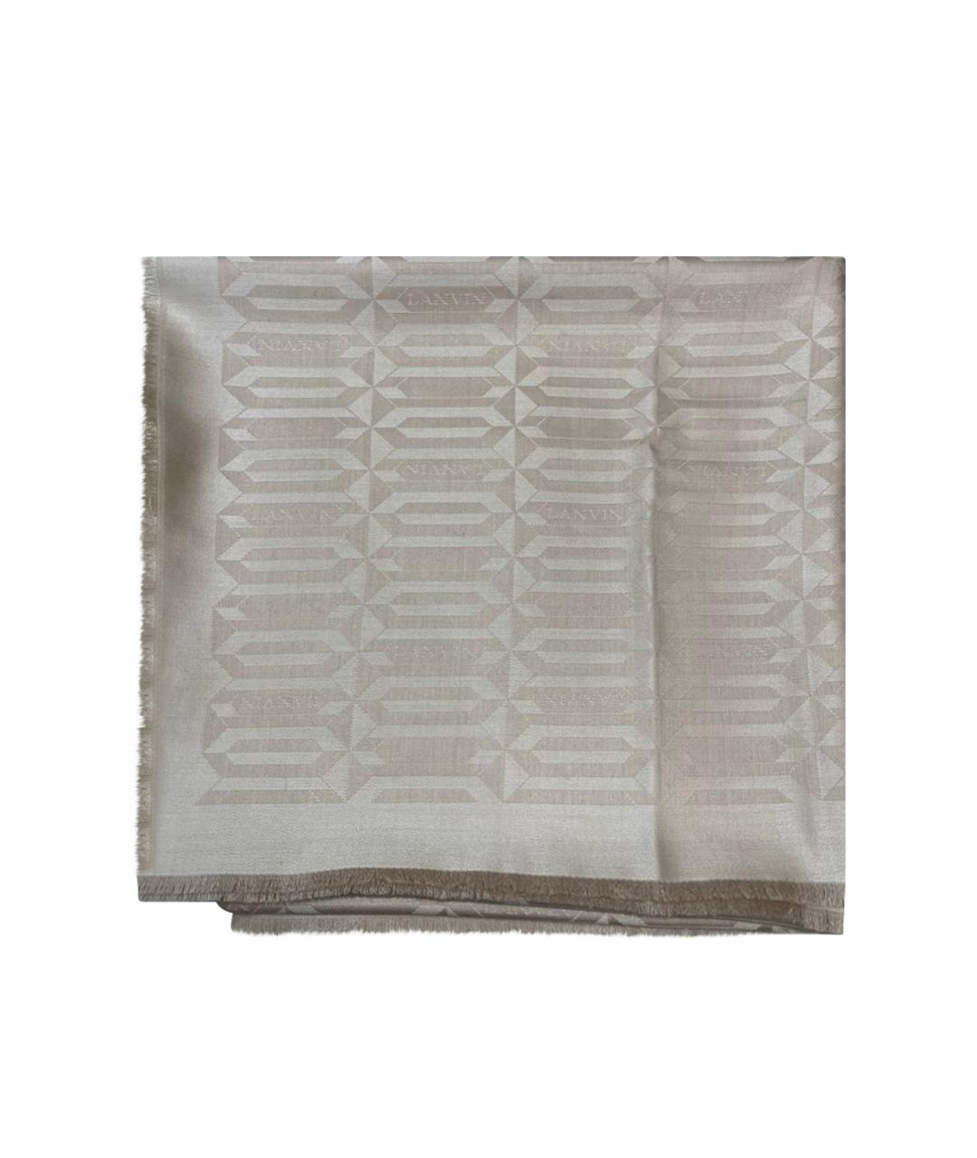 LANVIN Бежевый шелковый платок, фото 1