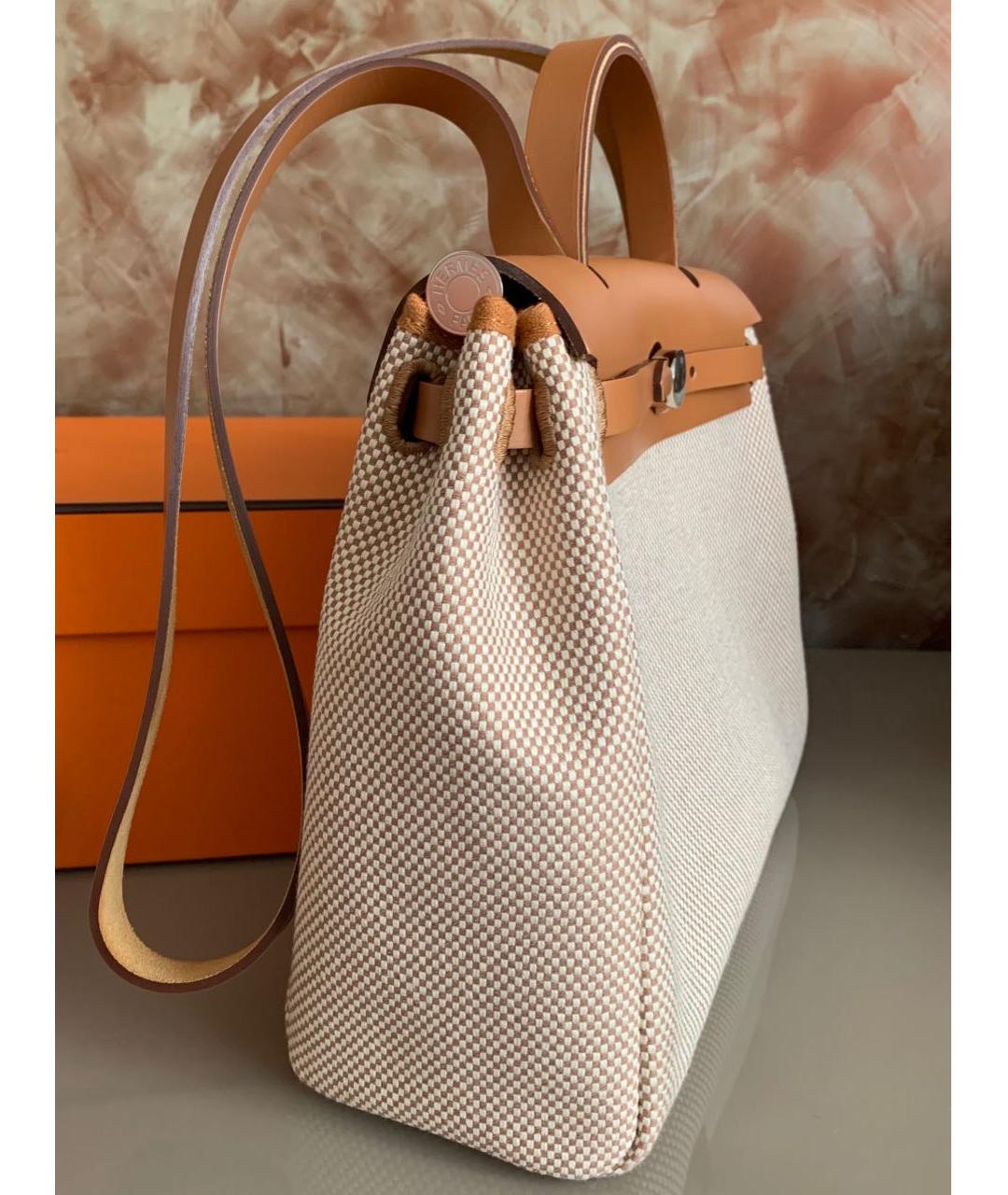 HERMES Коричневая кожаная сумка с короткими ручками, фото 5