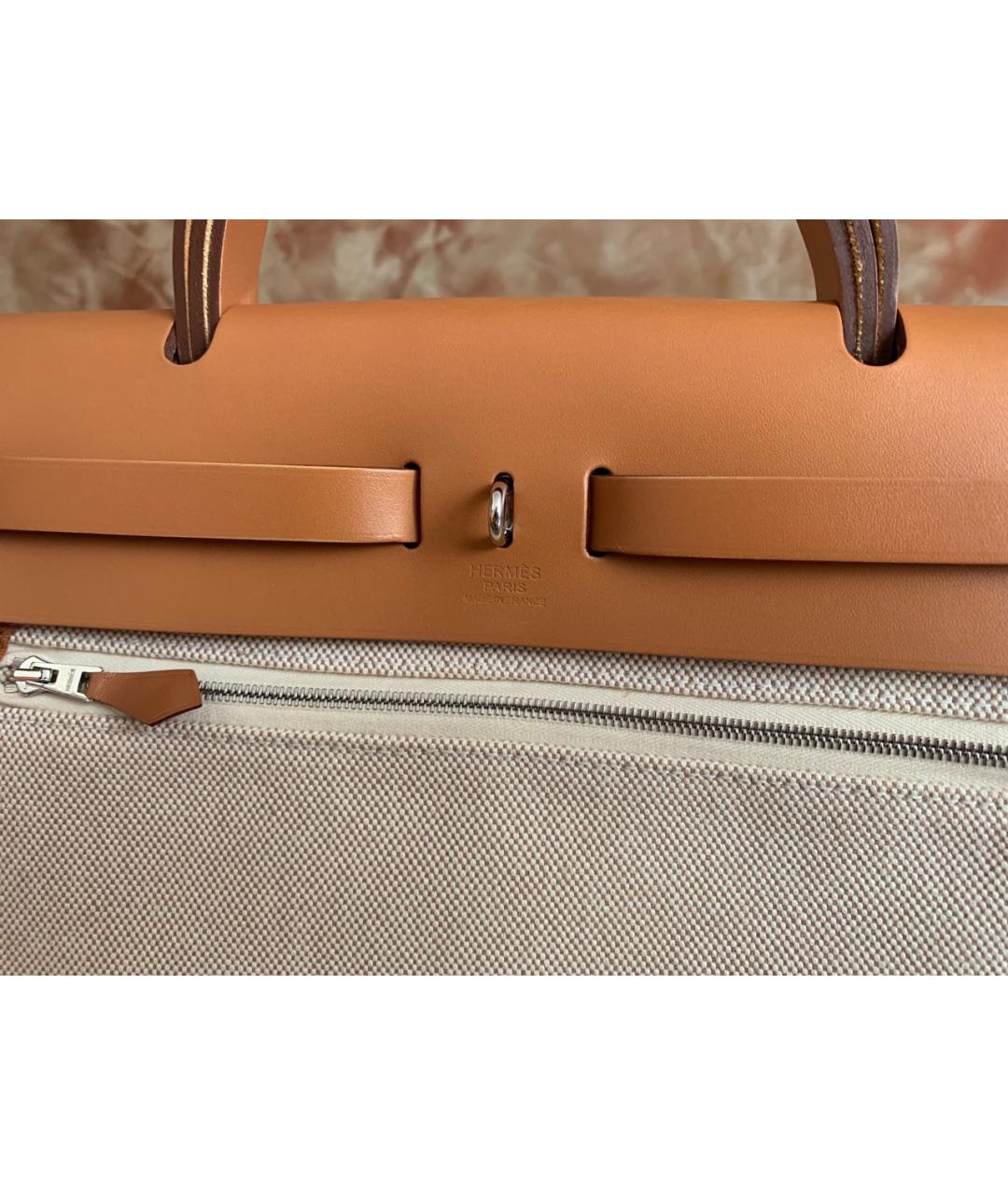 HERMES Коричневая кожаная сумка с короткими ручками, фото 7