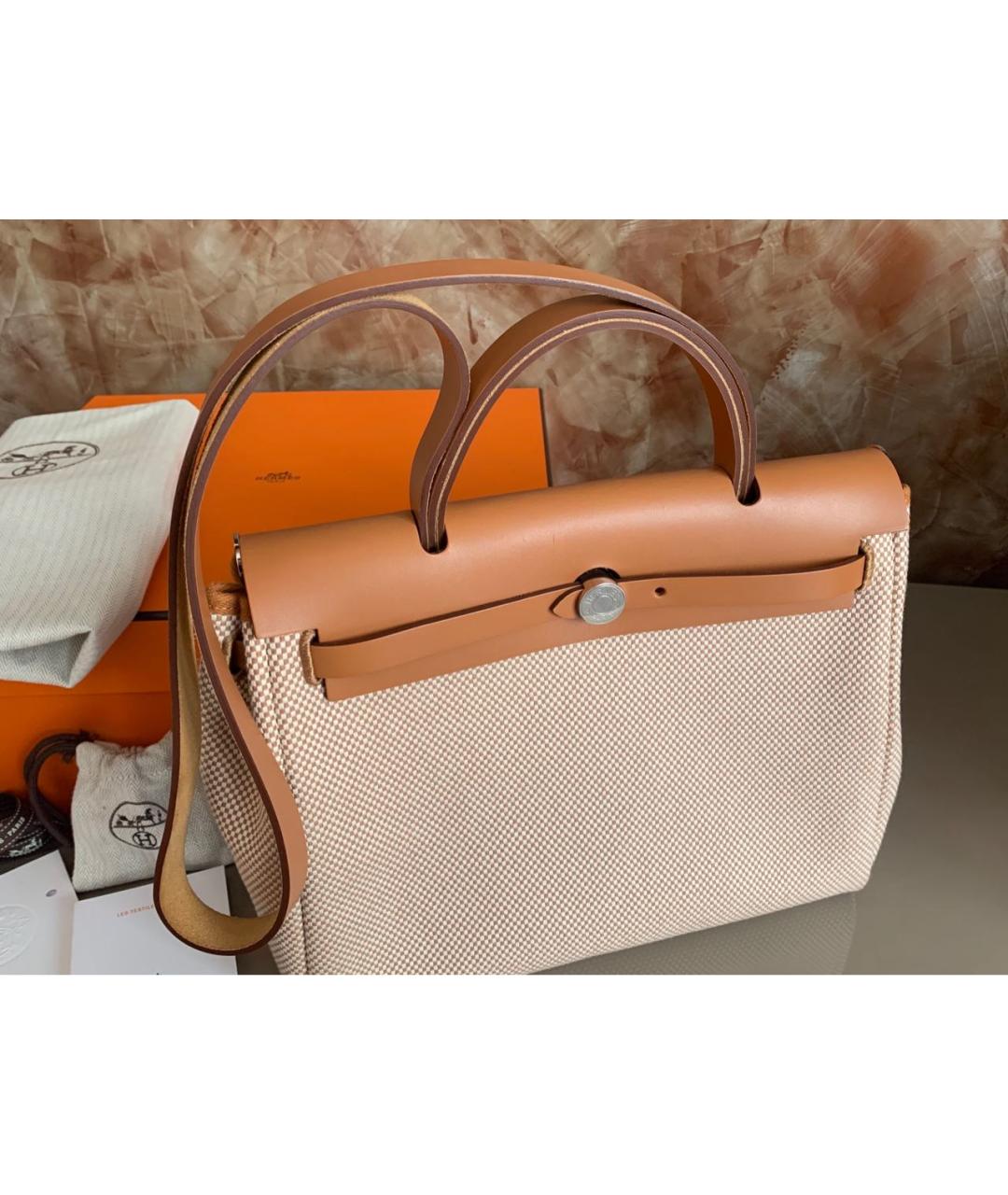 HERMES Коричневая кожаная сумка с короткими ручками, фото 8
