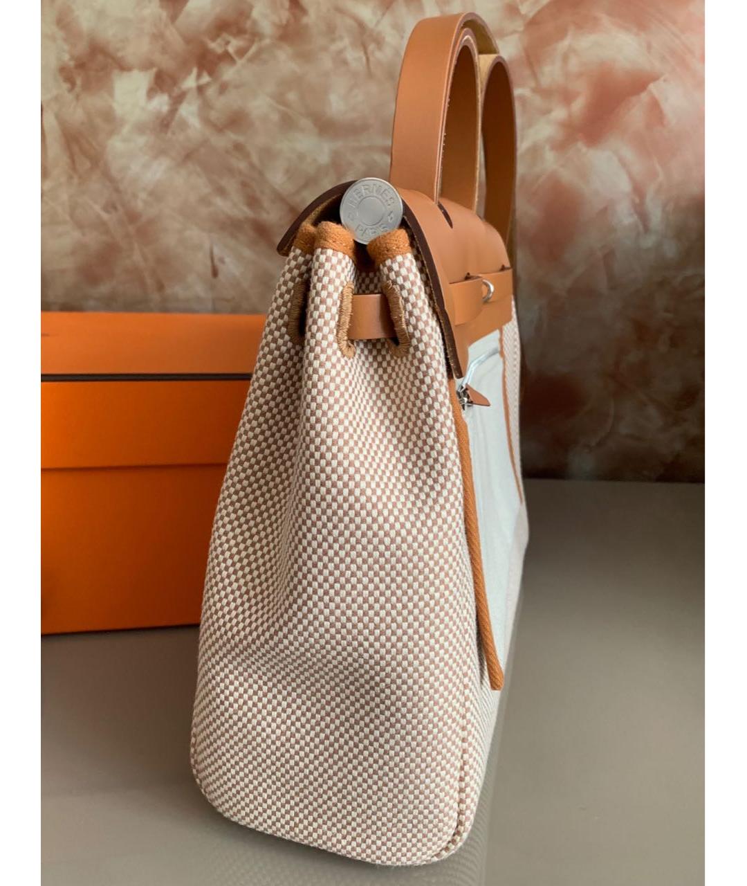 HERMES Коричневая кожаная сумка с короткими ручками, фото 6