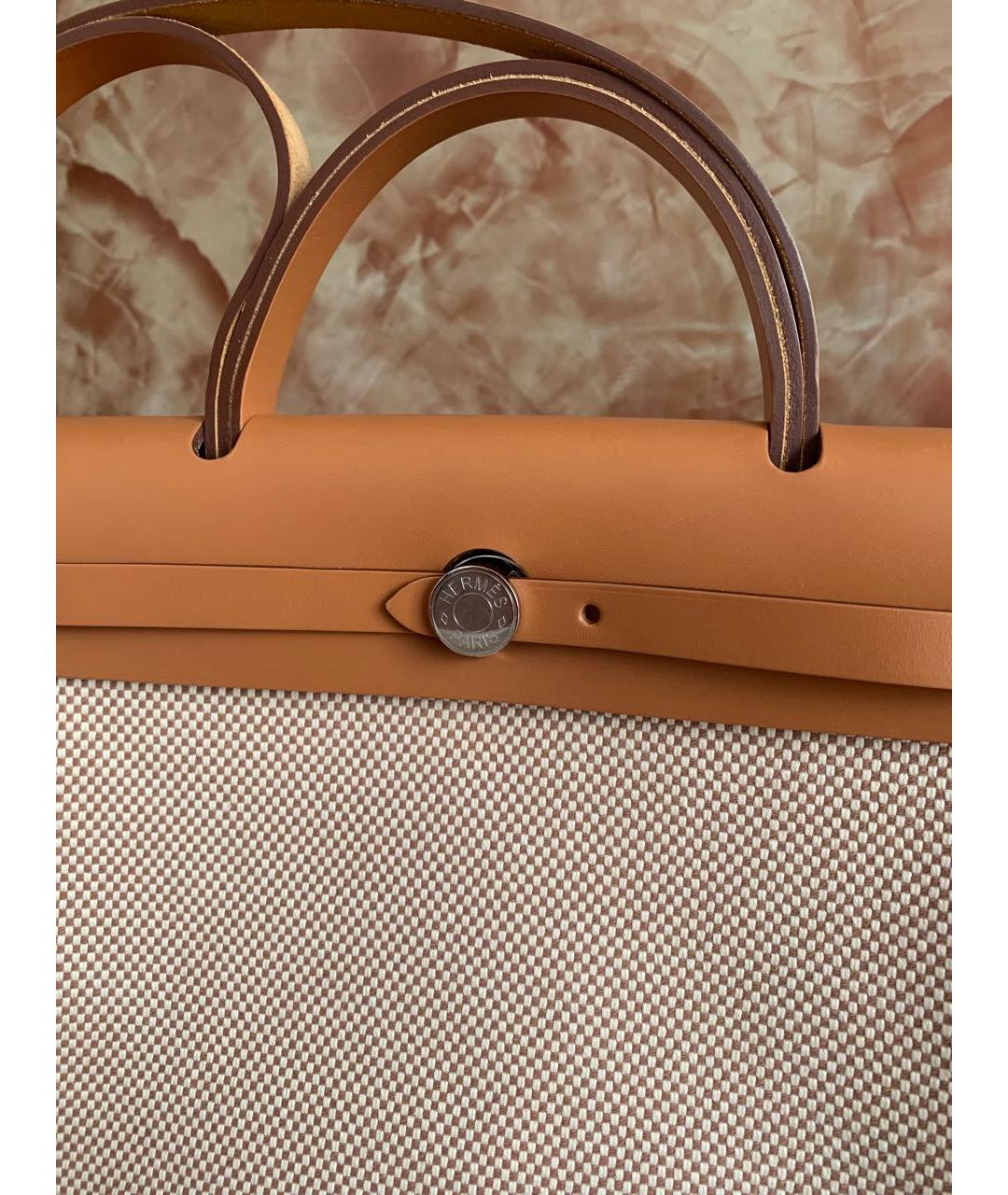 HERMES Коричневая кожаная сумка с короткими ручками, фото 4