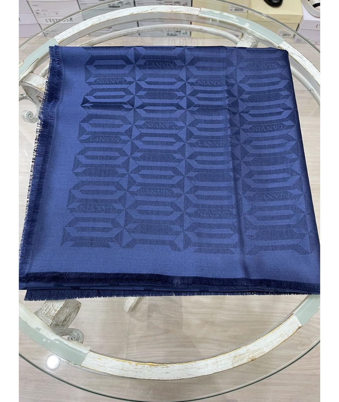 LANVIN Синий шелковый платок, фото 5