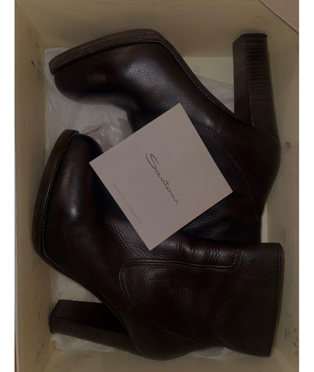 SANTONI Черные кожаные ботильоны, фото 2