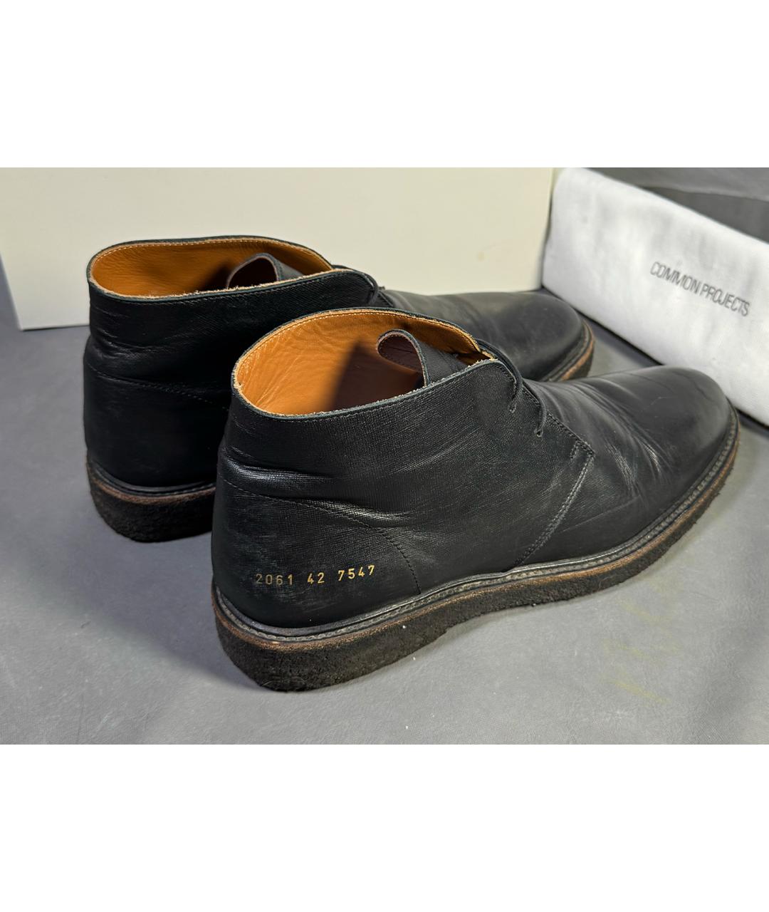 COMMON PROJECTS Черные кожаные высокие ботинки, фото 7
